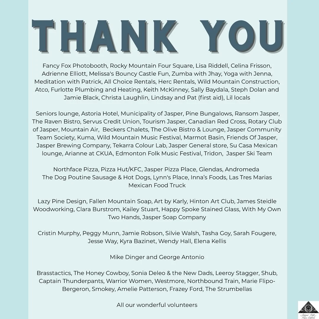 Thank Yous — Jasper Folk Music Festival